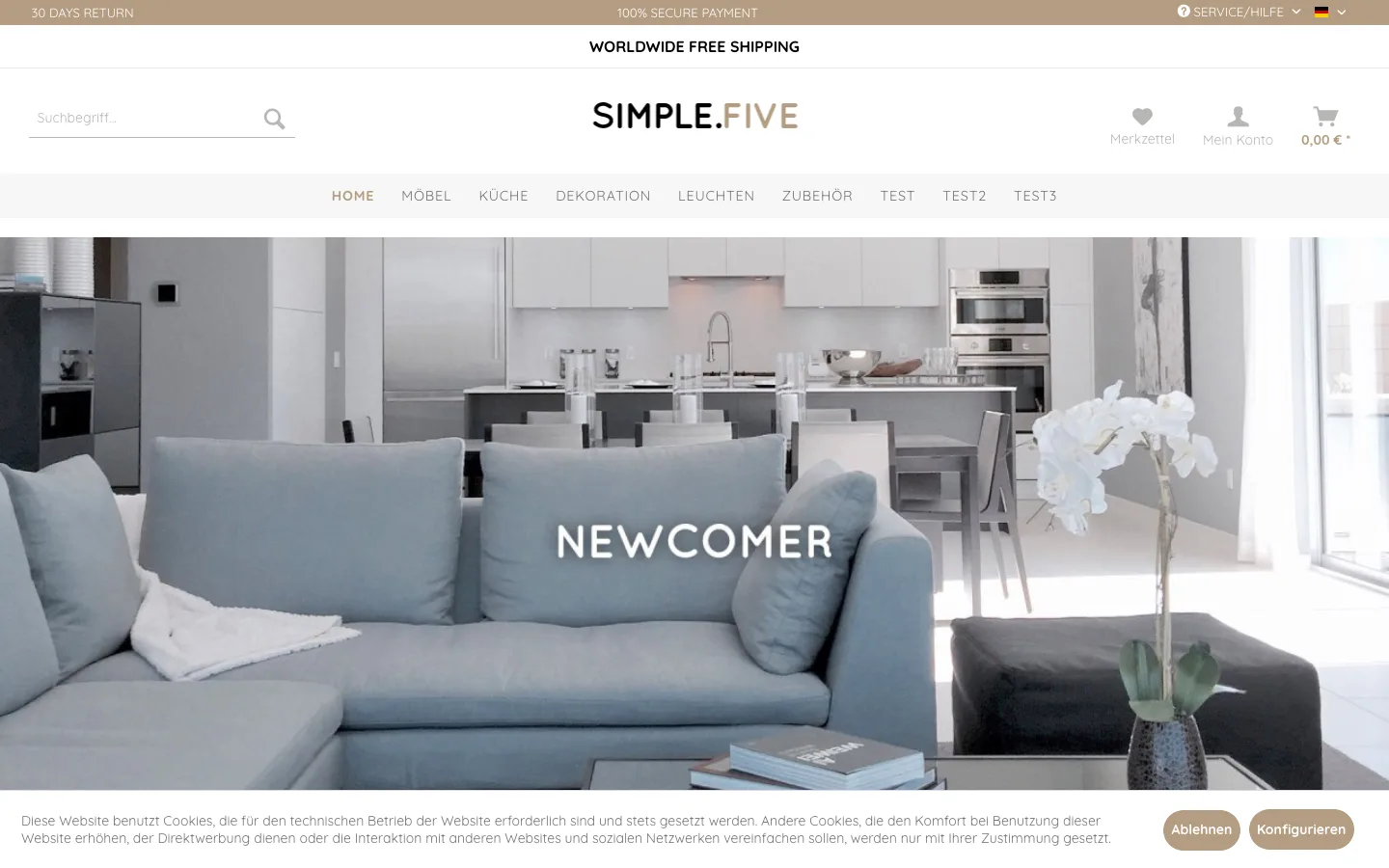 SIMPLE.FIVE – Shopware 5 Theme, Storefront-Vorschau
